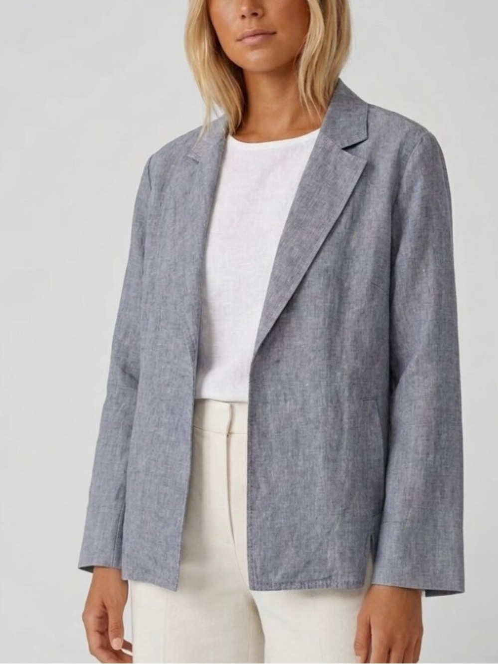 Lafayette 148 New York Light Blue Linen Blazer Jacket Size XL 8489
